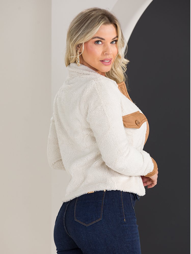 Casaco Feminino Teddy Peluciado Alongado