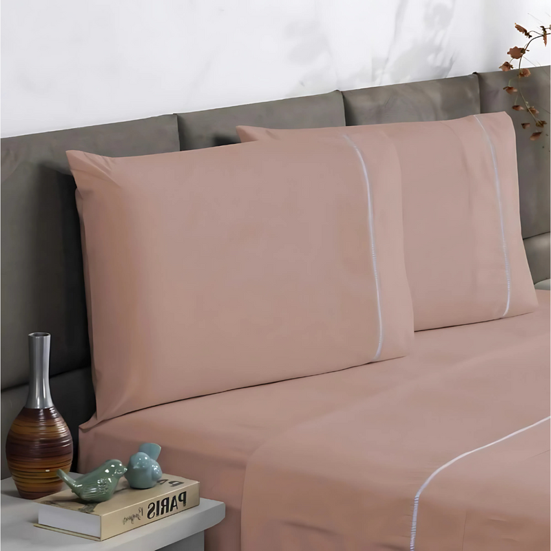 Jogo de Cama Charme Ponto Palito – Lençol de Cima, com Elástico e Fronhas